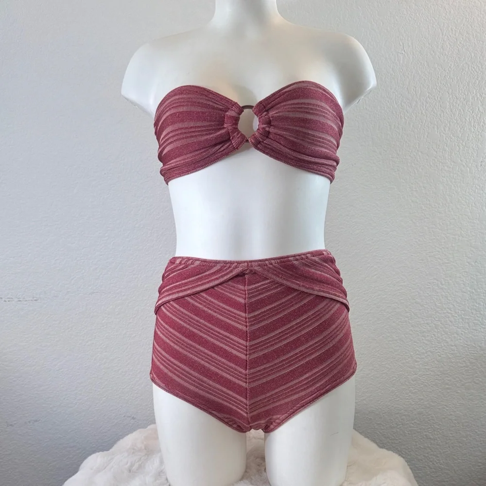 Chic Strapless Women's Bikini Set in Pink - Picture 2 of 4